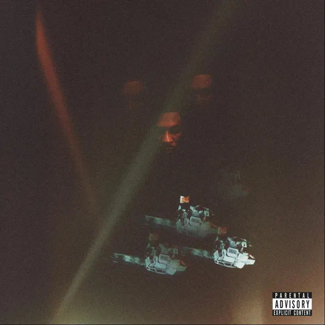 DND2 (Dreamers Never Die 2) album cover — a moody, low-lit portrait cut by a red-orange light streak with small white vessels in the lower right